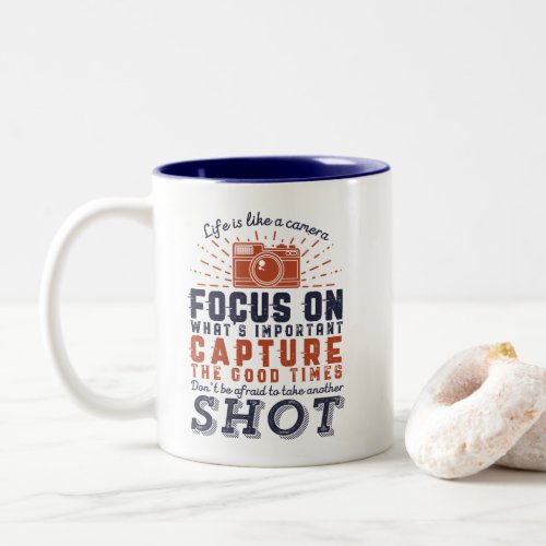 Life Is Like A Camera Photographer Quote Two_Tone Coffee Mug