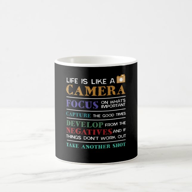 Life Is Like A Camera Photography Photographer Coffee Mug (Center)