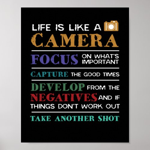 Life Is Like A Camera Photography Photographer Poster