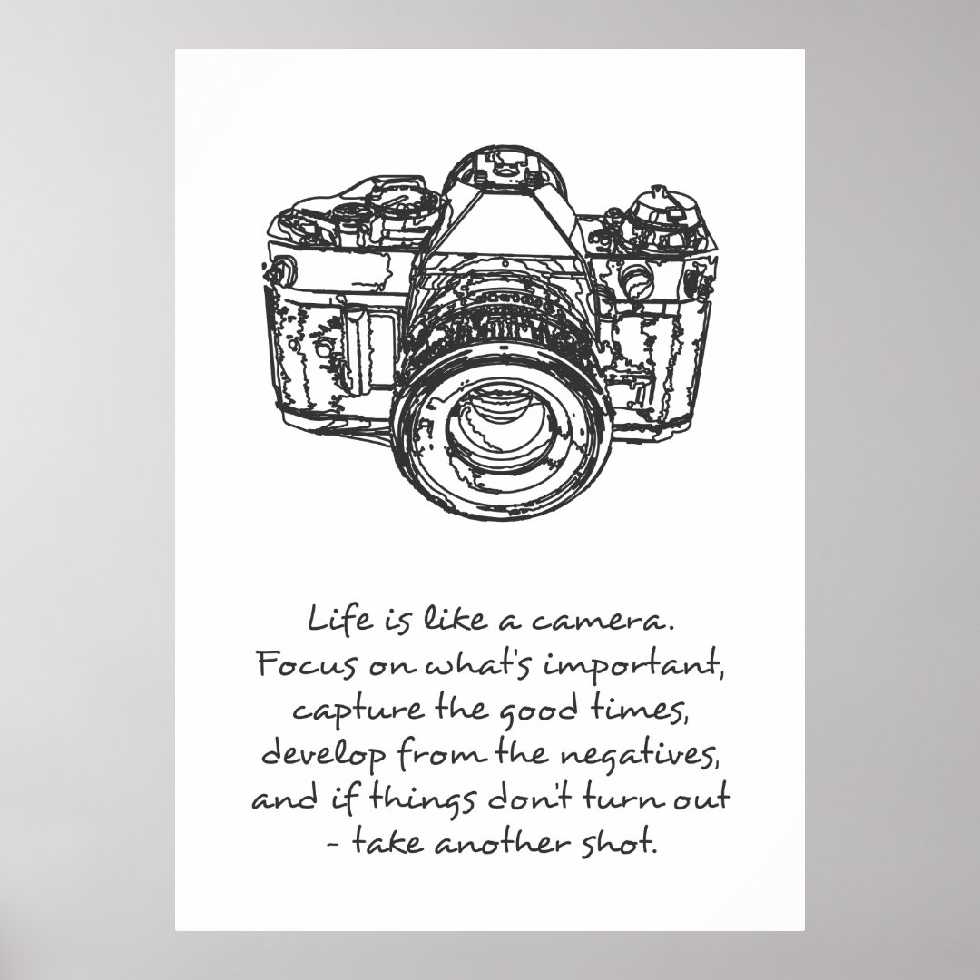 Life is like a camera quote poster Zazzle