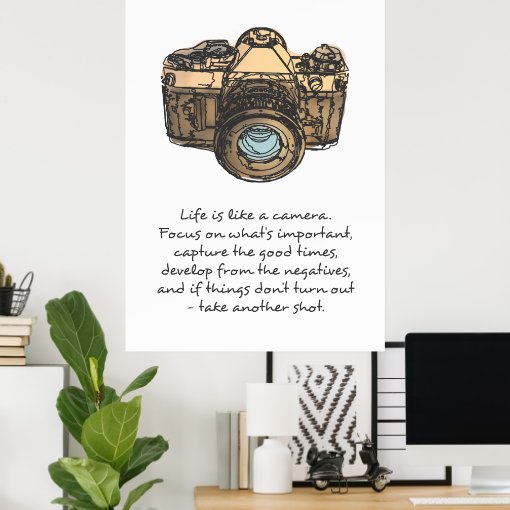 Life is like a camera quote poster Zazzle