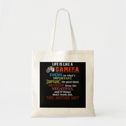 Life Is Like A Camera Take Another Shot Quote Tote Bag