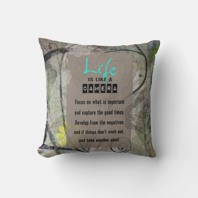 Life is like a Camera Throw Pillow (Front)