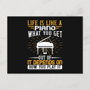 Life Is Like A Piano Announcement Postcard