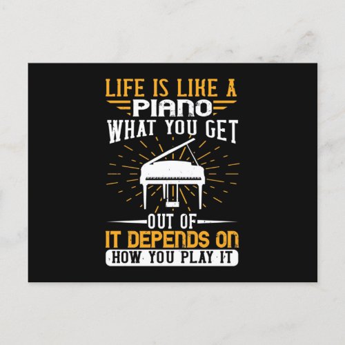 Life Is Like A Piano Announcement Postcard