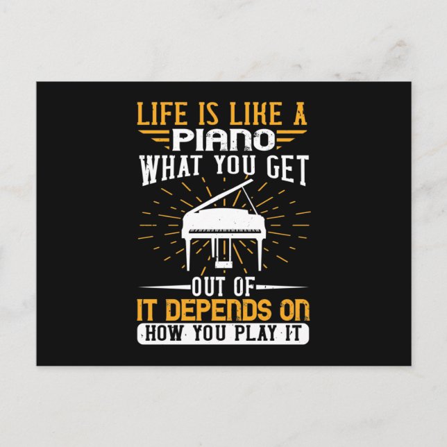 Life Is Like A Piano Announcement Postcard (Front)