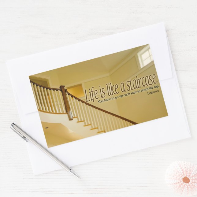 Life is like a staircase Inspirational Quote Rectangular Sticker (Envelope)