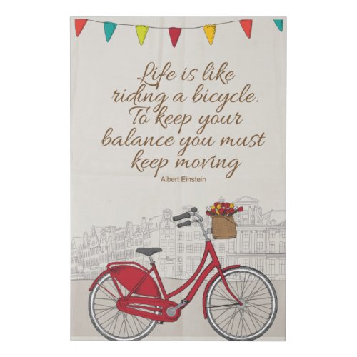 life is like riding a bicycle faux canvas print