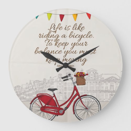 life is like riding a bicycle large clock