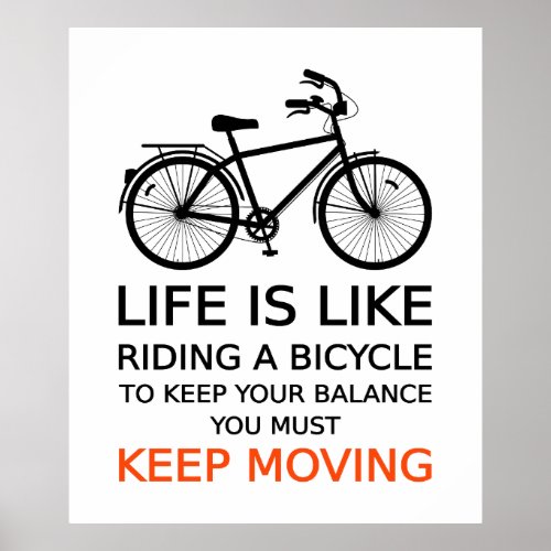 life is like riding a bicycle text design word a poster