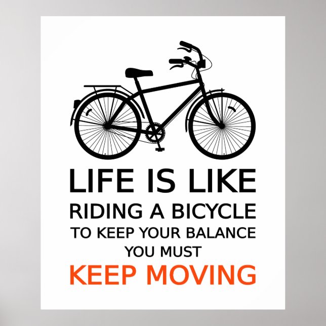 life is like riding a bicycle, text design, word a poster (Front)