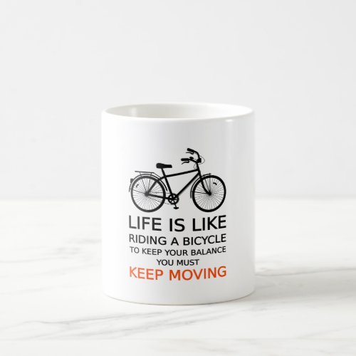 life is like riding a bicycle word art text coffee mug