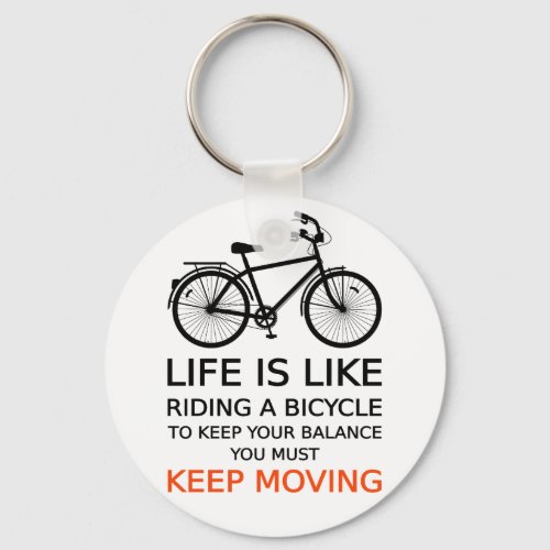 life is like riding a bicycle word art text keychain