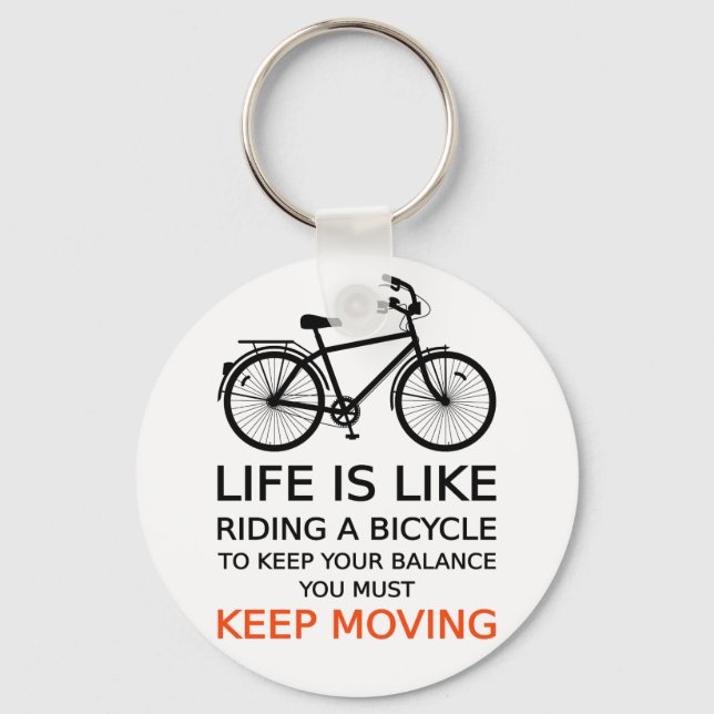 life is like riding a bicycle, word art, text keychain (Front)