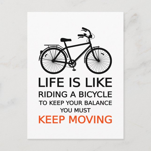 life is like riding a bicycle, word art, text postcard (Front)