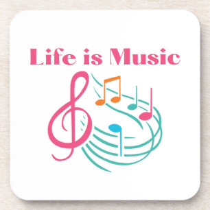 Life is Music with Dancing Notes Beverage Coaster