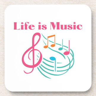 Life is Music with Dancing Notes Beverage Coaster