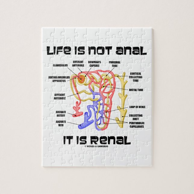 Life Is Not Anal It Is Renal (Kidney Nephron) Jigsaw Puzzle (Vertical)