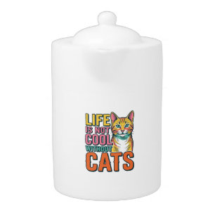 Life Is Not Cool Without Cats Vintage Cat Shirt De Teapot