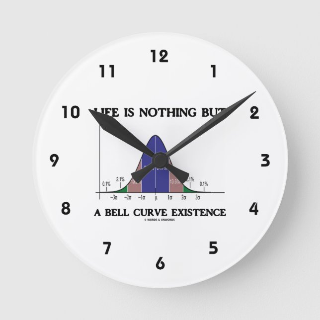 Life Is Nothing But A Bell Curve Existence (Stats) Round Clock (Front)