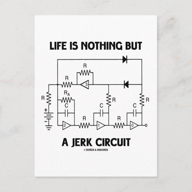 Life Is Nothing But A Jerk Circuit (Physics Humor) Postcard (Front)