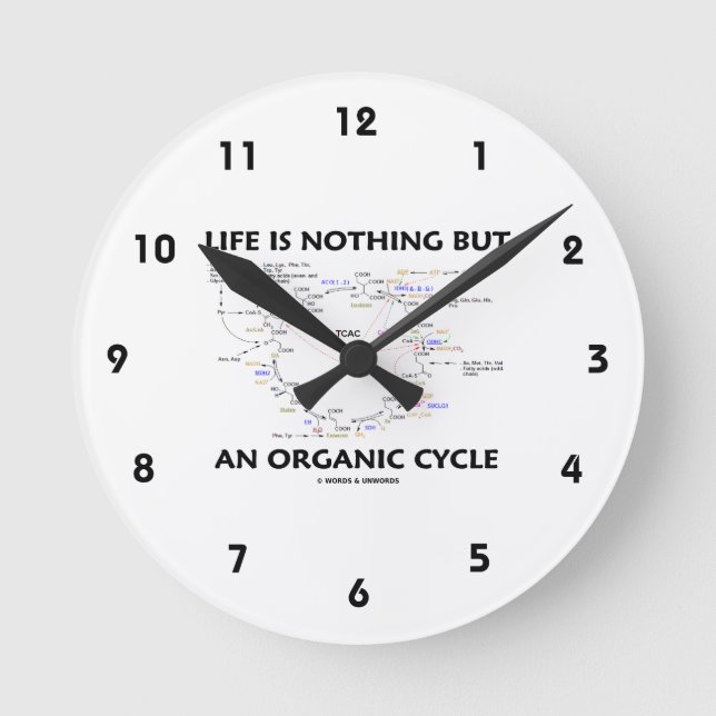 Life Is Nothing But An Organic Cycle (Krebs Cycle) Round Clock (Front)