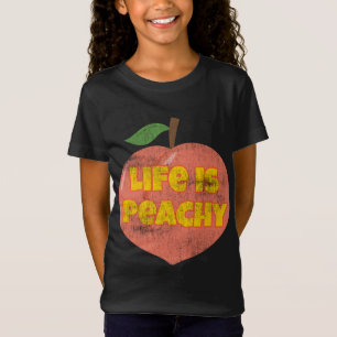 Life Is Peachy Retro Style Distressed Funny Fruit T-Shirt