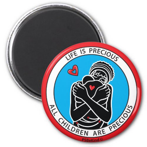 Life Is Precious 3 Red_3 Round Magnet
