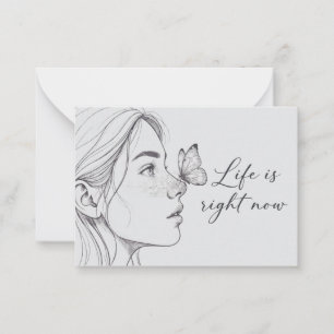 Life is Right Now Fine Line Art Print with Freckle Note Card