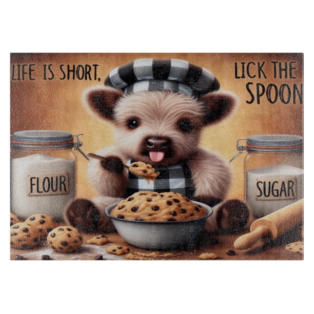 Life is Short Cow Cutting Board (Front)
