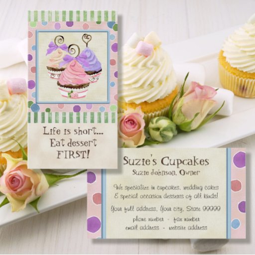 Customizable Life is Short Cupcakes - Business Cards