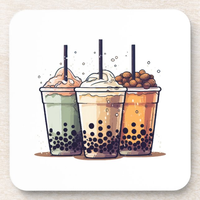 Life is short, drink the boba beverage coaster (Front)