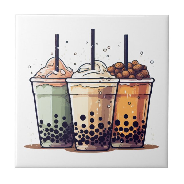 Life is short, drink the boba ceramic tile (Front)