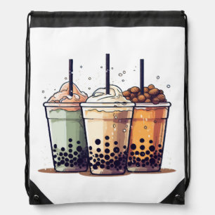 Life is short, drink the boba drawstring bag