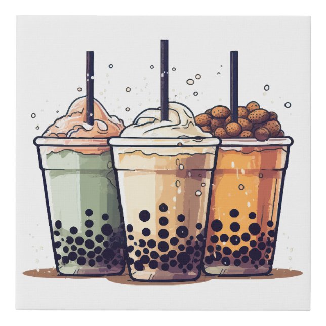 Life is short, drink the boba faux canvas print (Front)