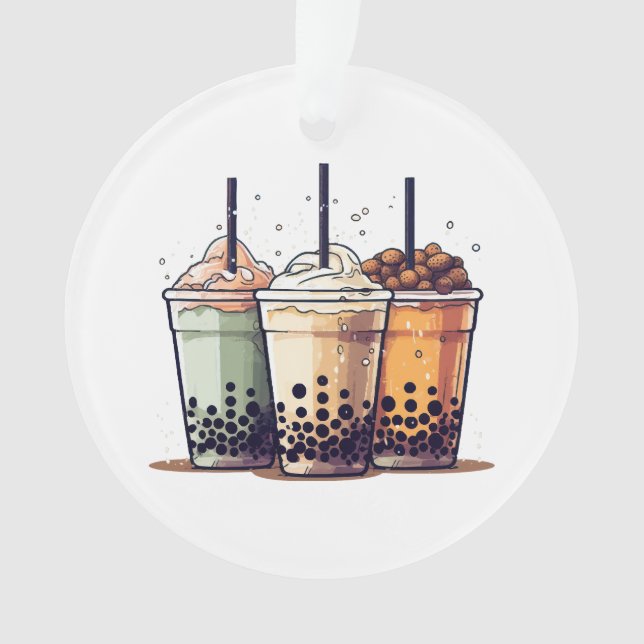 Life is short, drink the boba ornament (Front)