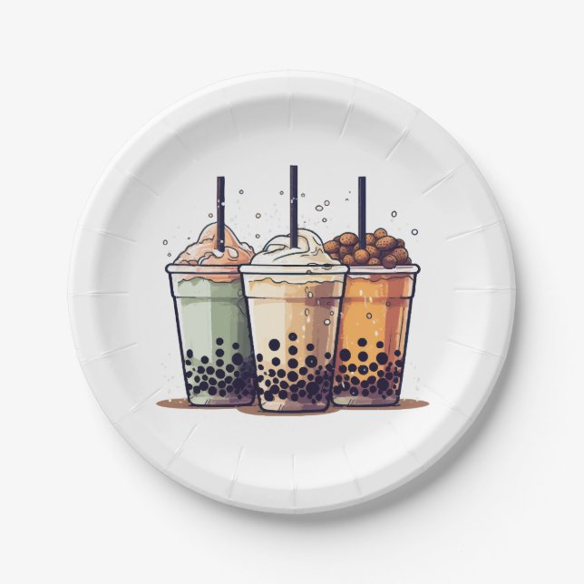 Life is short, drink the boba paper plates (Front)