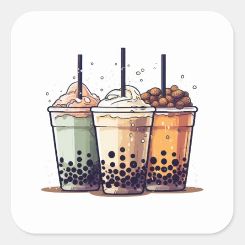 Life is short drink the boba square sticker