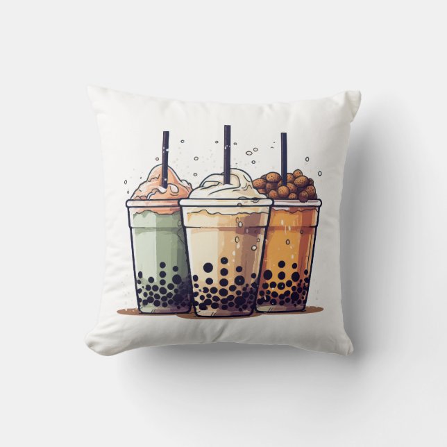 Life is short, drink the boba throw pillow (Front)