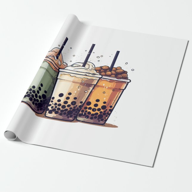 Life is short, drink the boba wrapping paper (Unrolled)