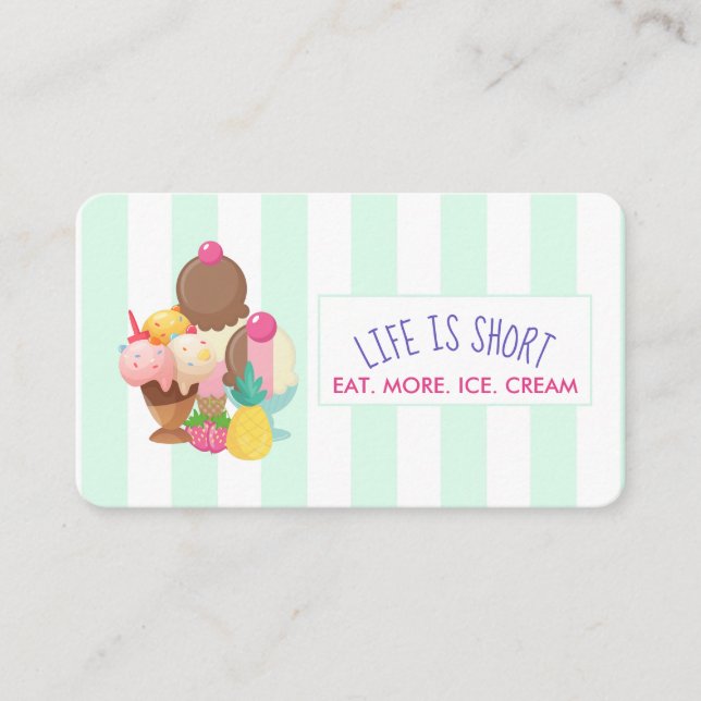 Life is Short Eat More Ice Cream Place Card (Front)