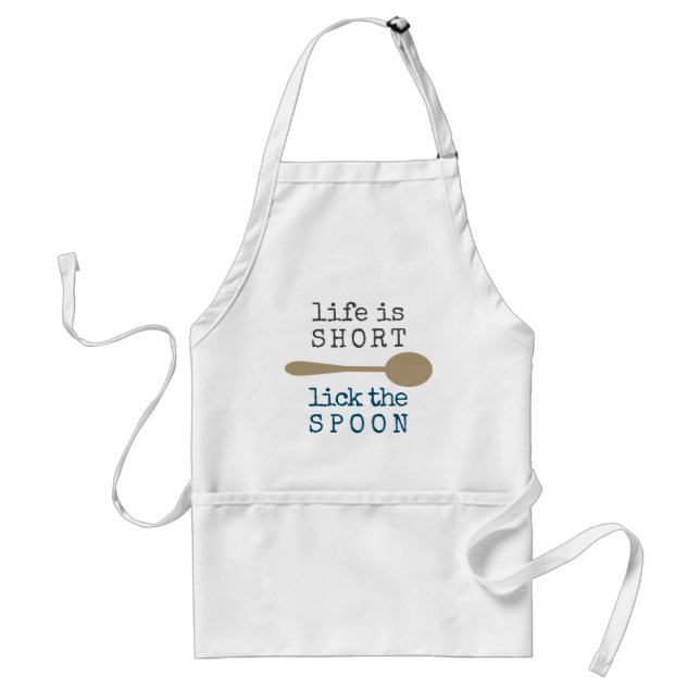 Life is Short Funny Quote Grey Blue & Beige Adult Apron (Front)