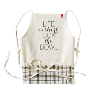 Life is short lick the bowl funny baking humor zazzle HEART apron