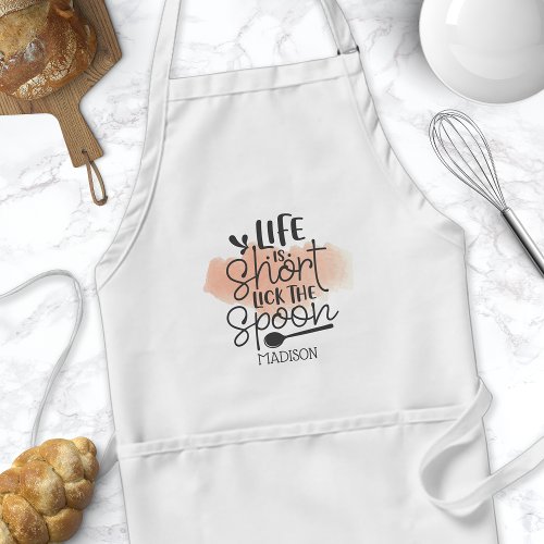 Aprons 12 Life Is Short Lick The Spoon Watercolor Quote Adult Apron