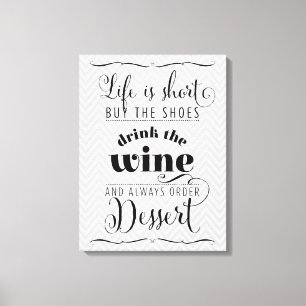 LIFE IS SHORT modern typography motivational gray Canvas Print