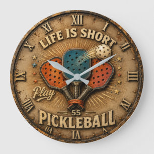 Life Is Short Play Pickleball  Large Clock