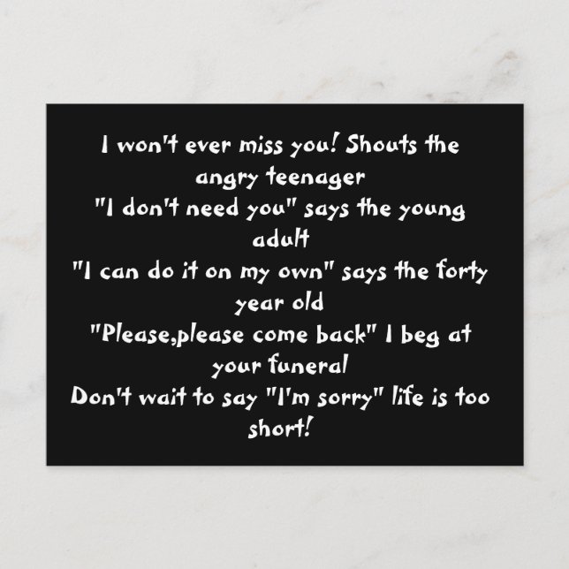 life is short postcard (Front)