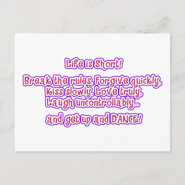 Life is Short Postcard (Front)