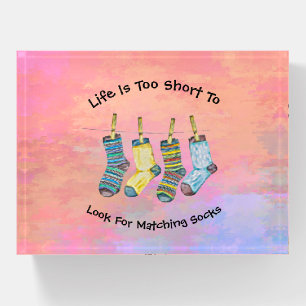 Life Is Short Socks Sayings Quotes Pink Watercolor Paperweight