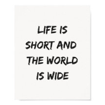 Life Is Short Travel Quote Minimalist Typography